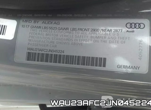 WAU23AFC2JN045224 фото 9