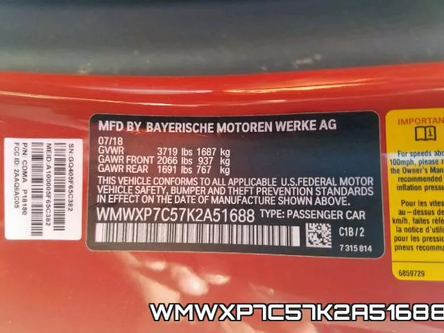 WMWXP7C57K2A51688 фото 2
