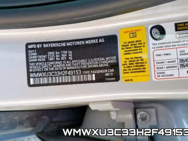 WMWXU3C33H2F49153 фото 2
