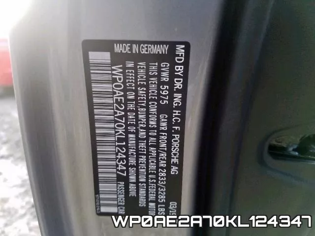 WP0AE2A70KL124347 фото 2