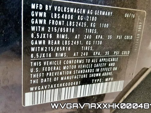 WVGAV7AXXHK000481 фото 2