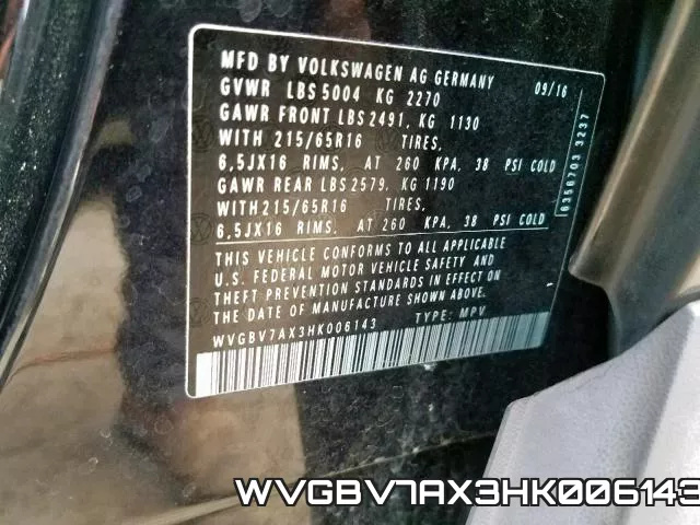 WVGBV7AX3HK006143 фото 2
