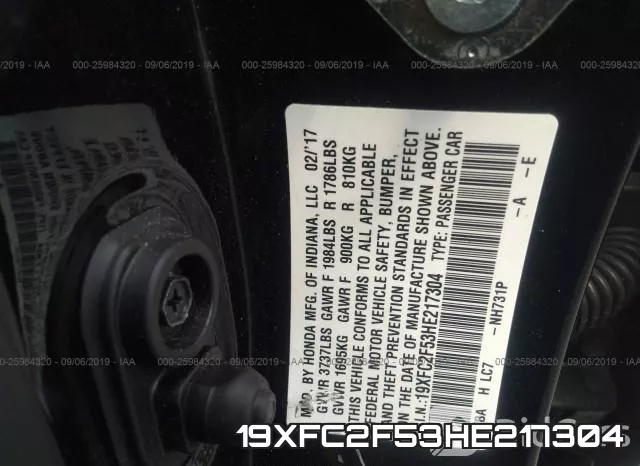 19XFC2F53HE217304 фото 10