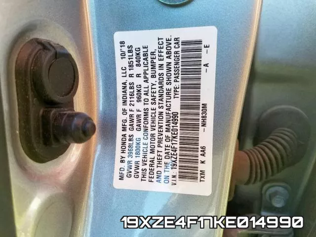 19XZE4F17KE014990 фото 2
