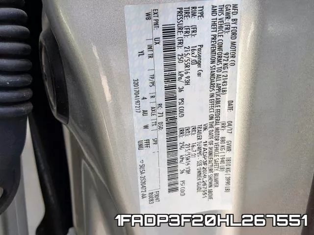 1FADP3F20HL267551 фото 2