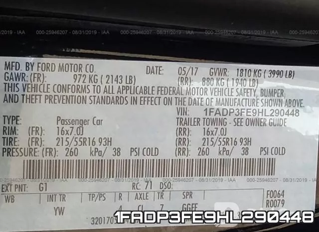 1FADP3FE9HL290448 фото 10