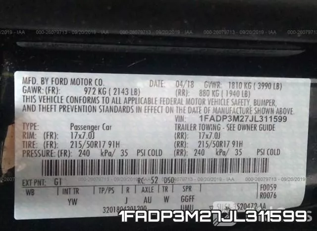 1FADP3M27JL311599 фото 10