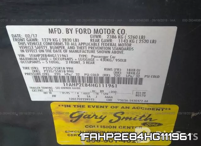 1FAHP2E84HG111961 фото 10