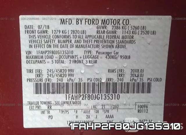 1FAHP2F80JG135310 фото 10