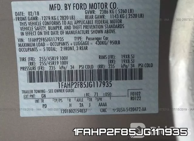 1FAHP2F85JG117935 фото 10