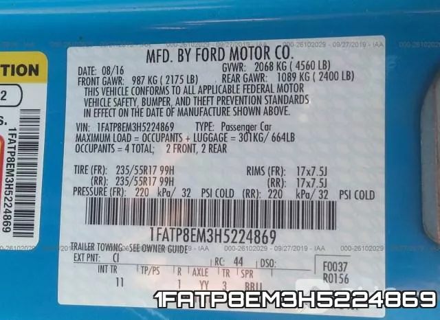 1FATP8EM3H5224869 фото 9