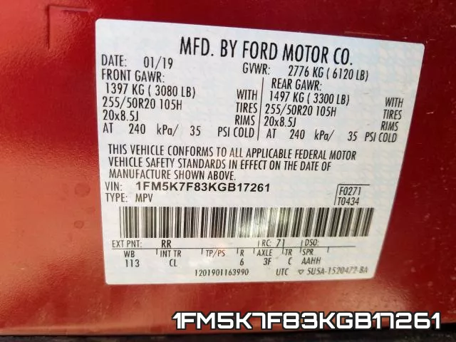 1FM5K7F83KGB17261 фото 2