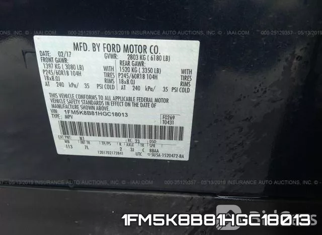 1FM5K8B81HGC18013 фото 10