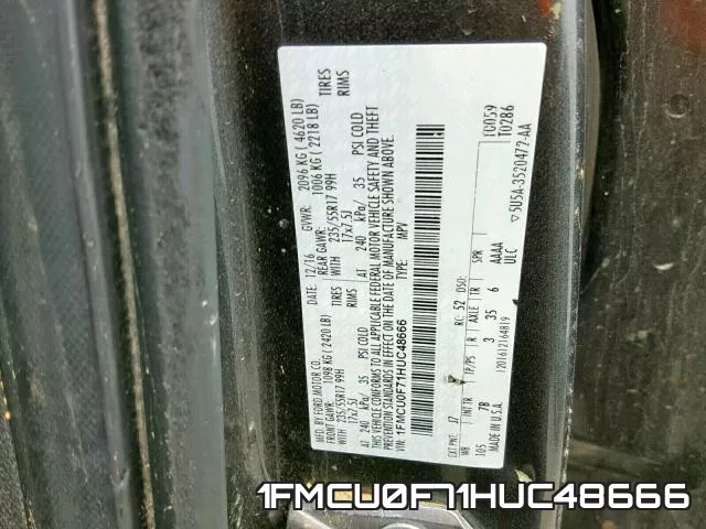 1FMCU0F71HUC48666 фото 2