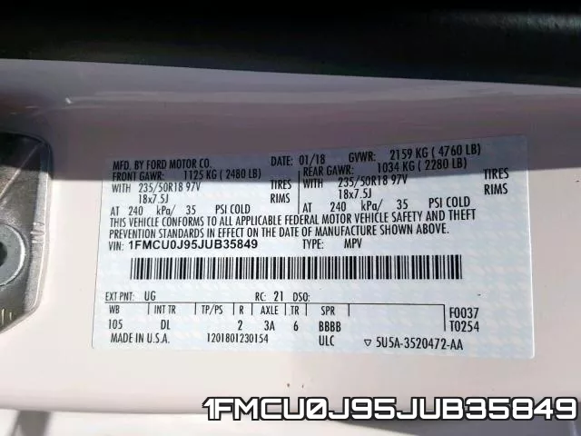 1FMCU0J95JUB35849 фото 2
