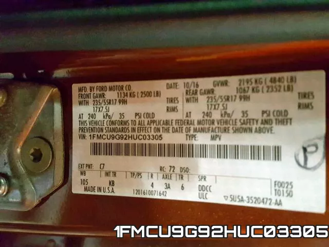 1FMCU9G92HUC03305 фото 2