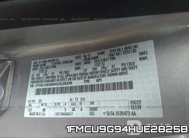 1FMCU9G94HUE28258 фото 10