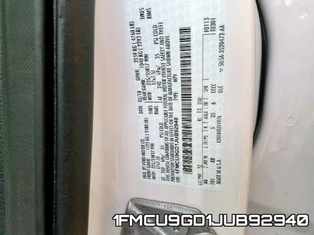 1FMCU9GD1JUB92940 фото 2