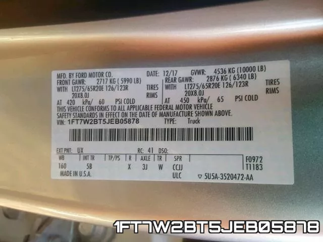 1FT7W2BT5JEB05878 фото 2