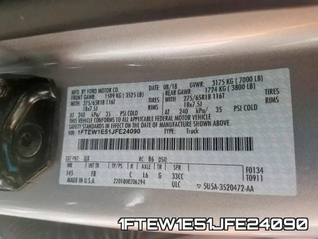 1FTEW1E51JFE24090 фото 2