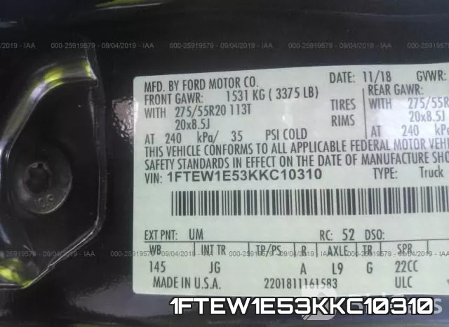 1FTEW1E53KKC10310 фото 10