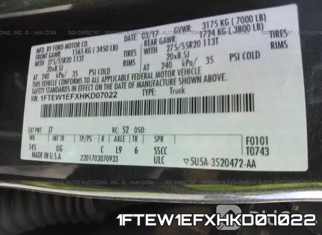 1FTEW1EFXHKD07022 фото 10