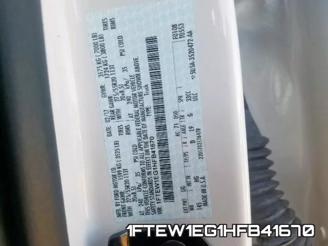 1FTEW1EG1HFB41670 фото 2