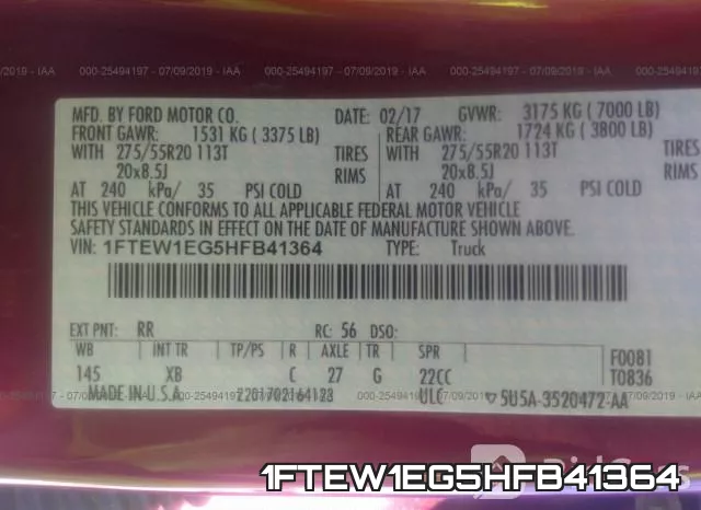 1FTEW1EG5HFB41364 фото 10