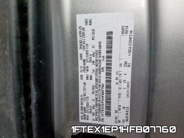 1FTEX1EP1HFB07760 фото 2