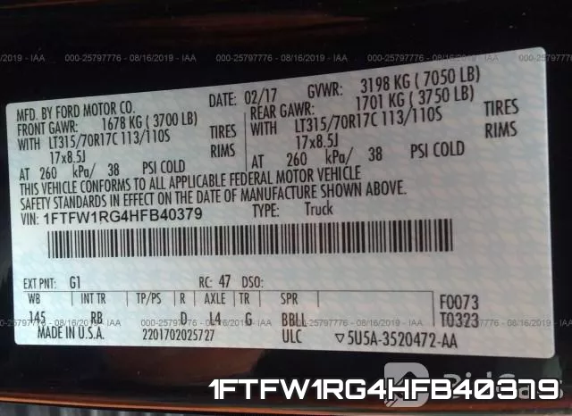 1FTFW1RG4HFB40379 фото 10