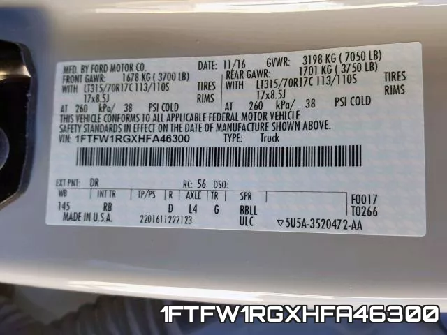 1FTFW1RGXHFA46300 фото 2