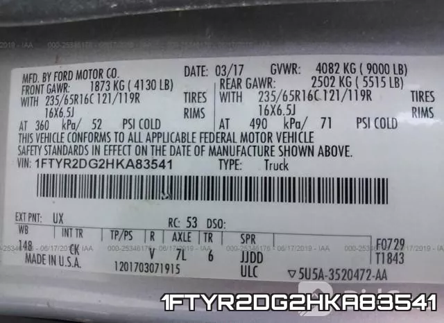 1FTYR2DG2HKA83541 фото 9