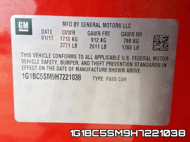 1G1BC5SM9H7221038 фото 2