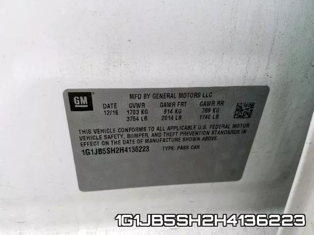 1G1JB5SH2H4136223 фото 2