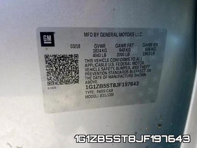 1G1ZB5ST8JF197643 фото 2
