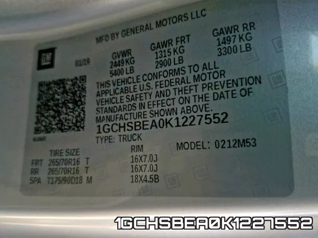 1GCHSBEA0K1227552 фото 2