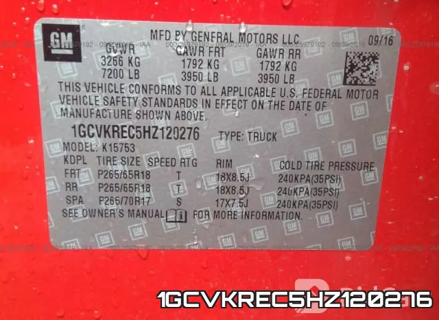 1GCVKREC5HZ120276 фото 10