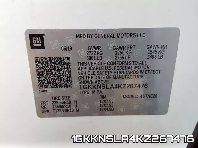 1GKKNSLA4KZ267476 фото 2