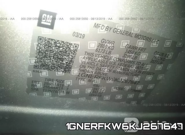 1GNERFKW6KJ267647 фото 10