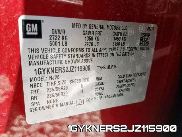 1GYKNERS2JZ115900 фото 2