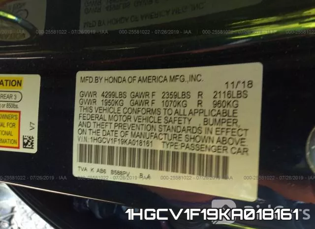 1HGCV1F19KA018161 фото 10