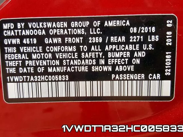 1VWDT7A32HC005833 фото 2
