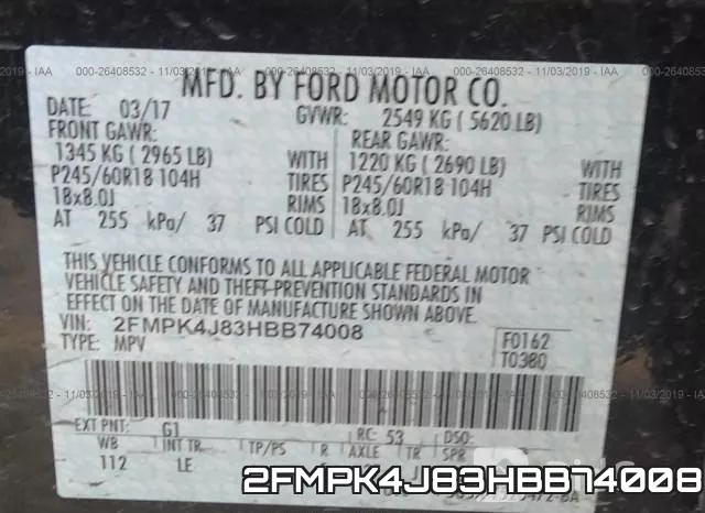 2FMPK4J83HBB74008 фото 10