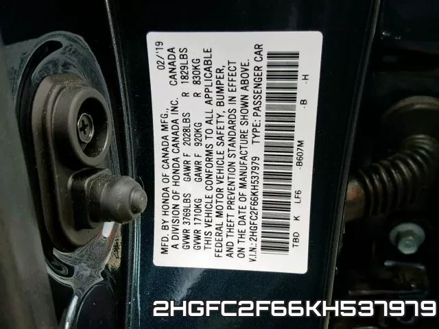 2HGFC2F66KH537979 фото 2