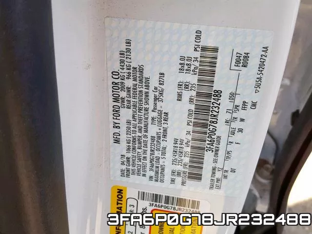 3FA6P0G78JR232488 фото 2