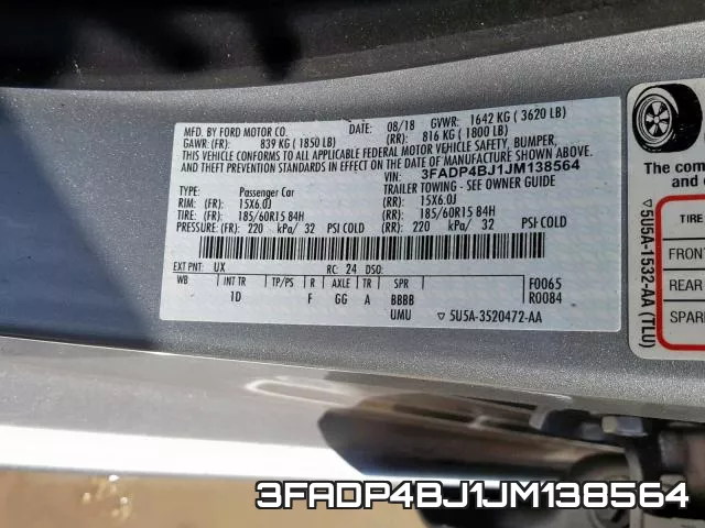 3FADP4BJ1JM138564 фото 2