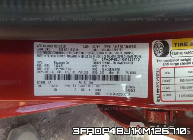3FADP4BJ1KM126710 фото 10