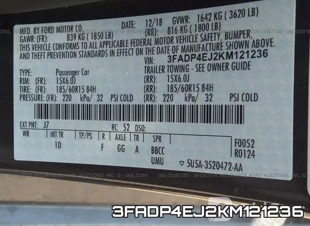 3FADP4EJ2KM121236 фото 10