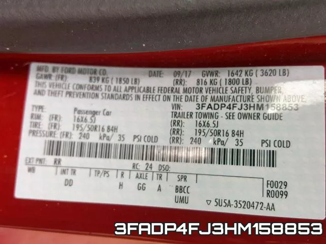 3FADP4FJ3HM158853 фото 2