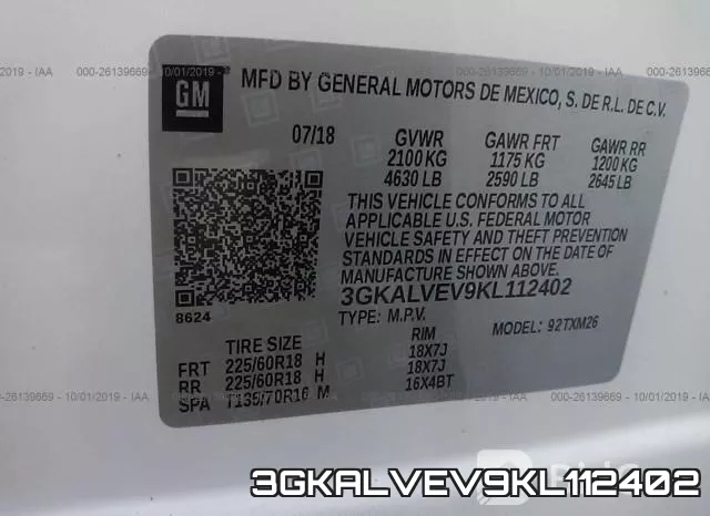3GKALVEV9KL112402 фото 9